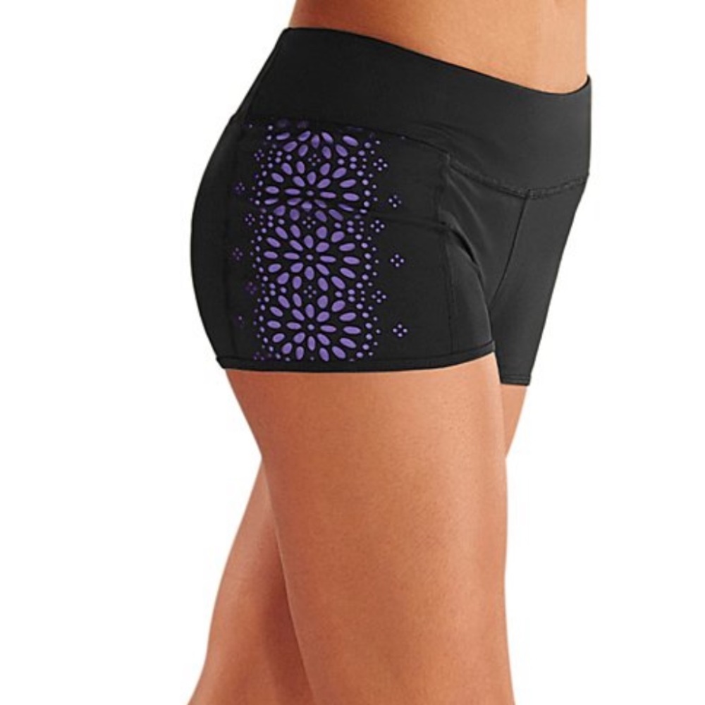 Leo Lavender Laser-Cut Side-Panel Shorts